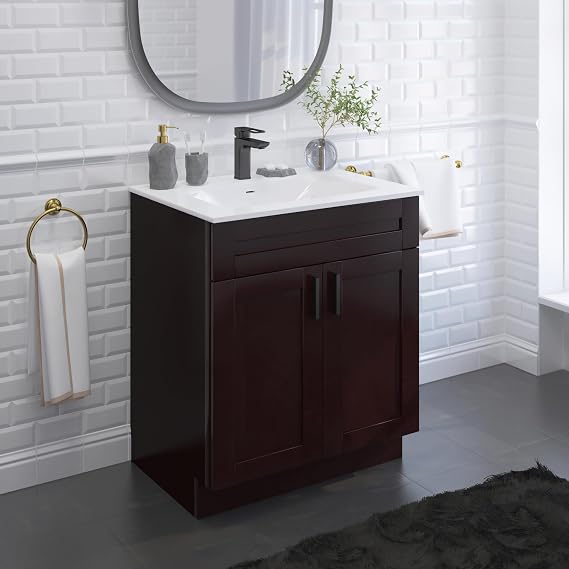 Bathroom Vanity Sink Base Ready-to-Assemble Bathroom Cabinet 24"/30'/36" Width (Vanity Base in Espresso Shaker, 30 inch)