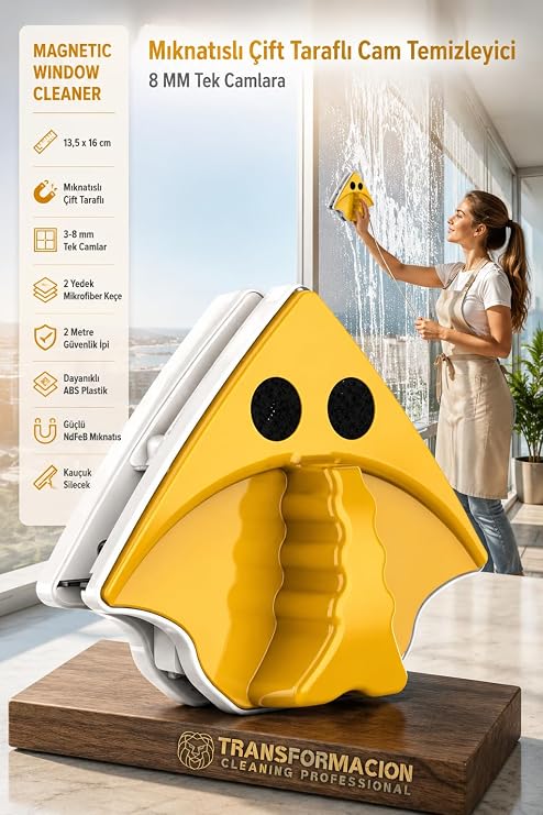 Transformacion Mıknatıslı Çift Taraflı Cam Silici Güvenli Pratik Cam Temizleme Aparatı 8 MM Tek Camlara 717567