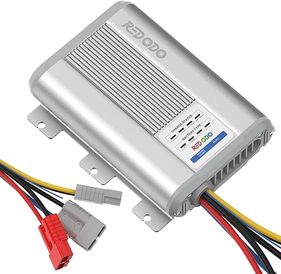 Redodo 12V 40A Travel Charger with Built-in MPPT, Dual Input, Simultaneous Solar Charging, Emergency Engine Start, Compatible with AGM GEL LiFePO4, Multi-Protection, Camping Car, Overnight Stay in Car