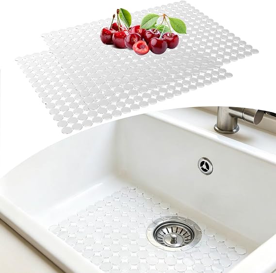 Kitchen Sink Mat 2Pcs Sink Mats PVC Sink Protector for Ceramic Sinks