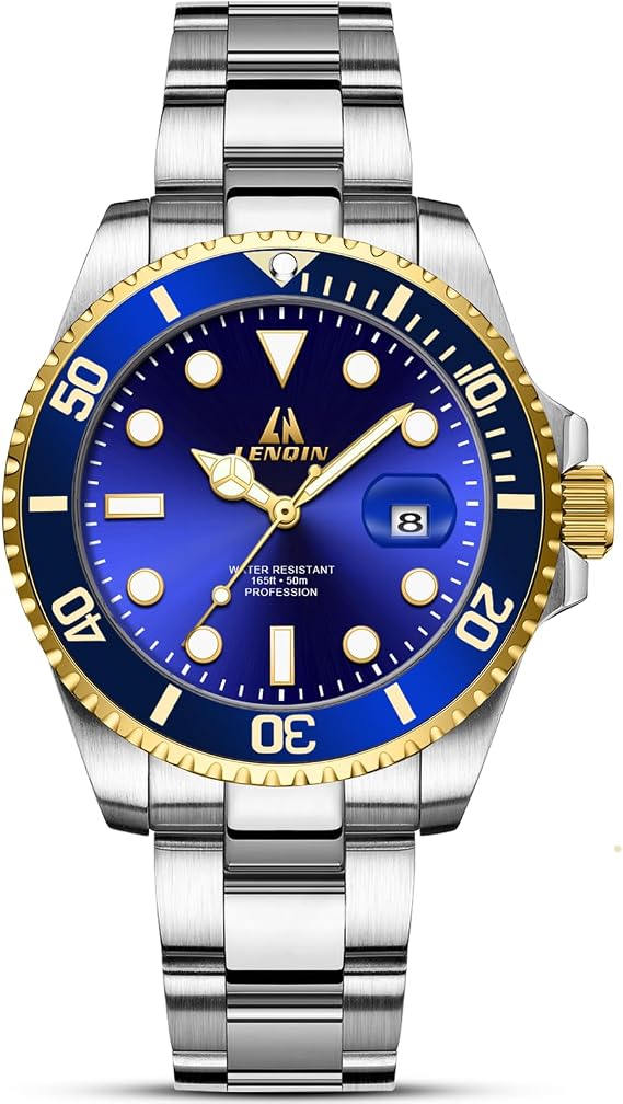 LN LENQIN Men's Watch Stainless Steel Watches Men's Waterproof Analogue Quartz Watch with Date Luminous Fashion Leisure Watches for Men
