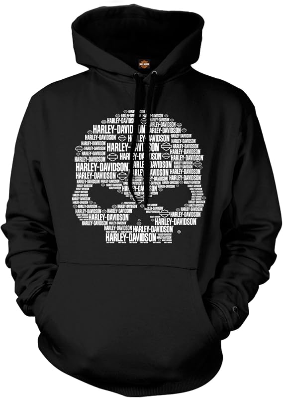 Harley-Davidson Military - Men's Graphic Pullover Hoodie Sweatshirt - International Tours | Text Skull