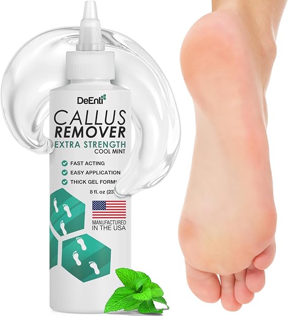 DeEnterprises Callus Remover Extra Strength Gel for Feet (8 oz, Cool Mint), Professional Salon Callus Remover Gel