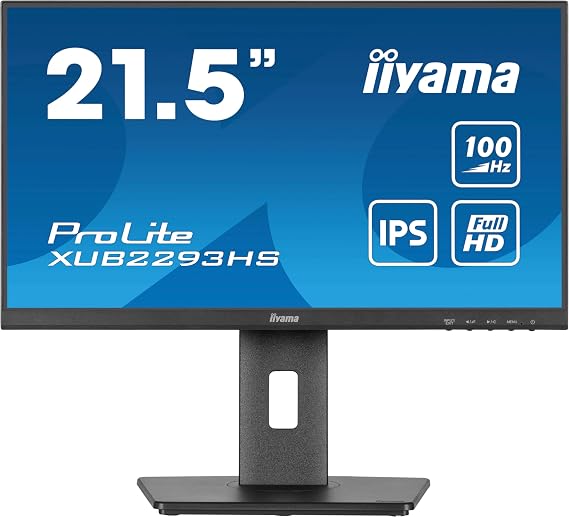 iiyama XUB2293HS-B6 21.5 inch IPS Slim Bezel, 100Hz, 1ms, Full HD 1920x1080, HDMI/DP, TCO Certified, Height Adjustable Stand