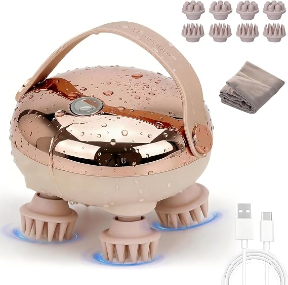 Scalp Massager Electric Head Massager for Hair Growth, Gold Rose