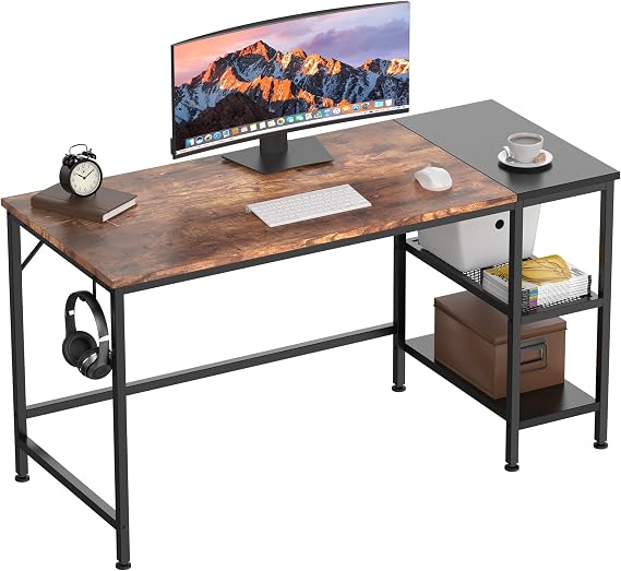 Computer Desk with Reversible Shelves, 120 cm Office Desk, Gaming Desk