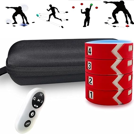 Reaction Training Light Pod, Agile Fitness Light, 4 Modes and 4 Light Colors with Remote Control, Hand-Eye Coordination Training, Reaction-Enhancing Speed and Agility