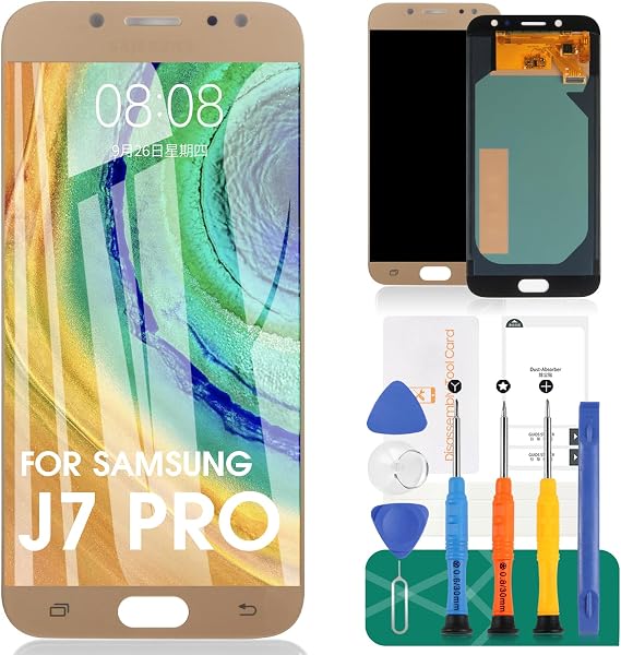 SRJTEK TFT LCD Screen Replacement for Samsung Galaxy J7 Pro 2017 J730 J730F/DS J730G/DS J730GM/DS 5.5" LCD Display Touch Screen Digitizer New Assembly(Not Original AMOLED) (Gold)