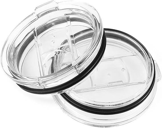 Tumbler Replacement Lids | 2 Pièces Transparent Coffee Tumbler Lids | Spill Proof Slide Lid | Splash Proof Open Close Cover | Spill-Proof Replacement Lid for Travel Mugs and Tumblers