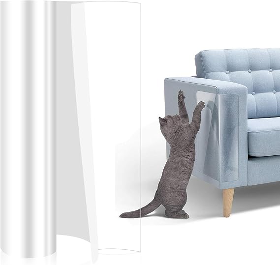 Sofa Protector Cats Scratch, 30 x 500 cm Protector Doors Scratches Dog, Transparent, Anti-Scratch Cats Sofa, Self-Adhesive Sofa Protector for Door, Wall, Sofa
