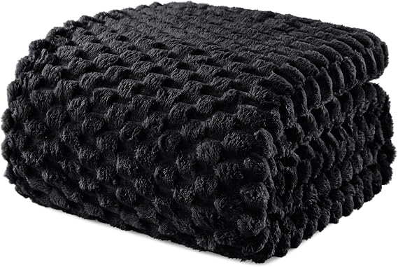 Exclusivo Mezcla 3D Queen Size Fleece Blanket for Bed Sofa, Black