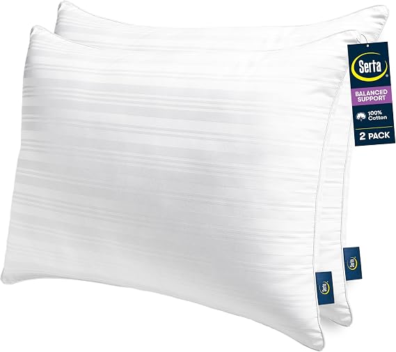SERTA Down Illusion Soft Hypoallergenic Medium Firm Bed Pillows for
