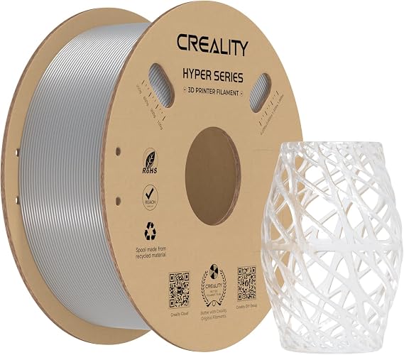 Creality Hyper PETG PLA Filament Clear 1.75mm for K1 Max, 3D Printer Filament Designed for High Speed 30-600mm/s, 1kg(2.2lbs)/Spool, Dimensional Accuracy ± 0.03 mm