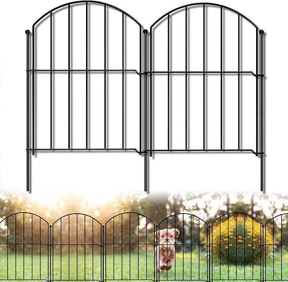 25Pcs Metal Garden Fence Panels 725CM(L) x 44CM(H), No Dig Border Fencing