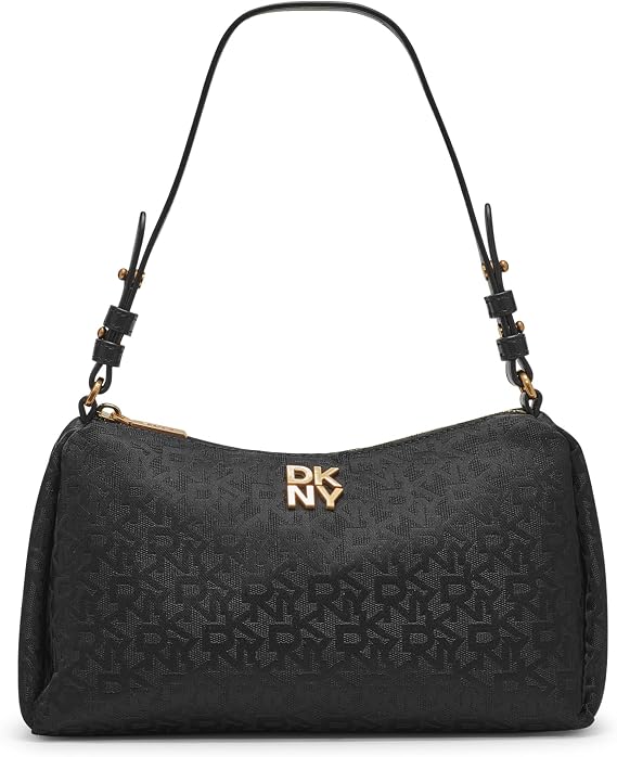DKNY Women's Remy Print Shoulder Bag, Jet Black/Black , One Size