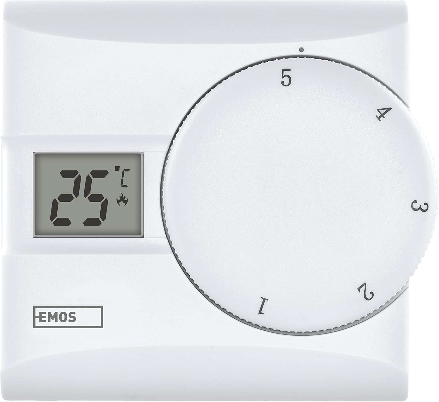 EMOS - digital room thermostat with LCD display - manual wired - heating and cooling systems - temperature control 5-30 °C - surface-mounted - simple operation - battery incl
