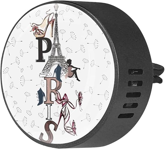 Paris Letters Elements 2PCS Custom Car Aromatherapy Air Freshener Diffuser Car Fragrance Diffuser Locket Car Diffuser Vent Clip Apply for Car, Office, Kitchen