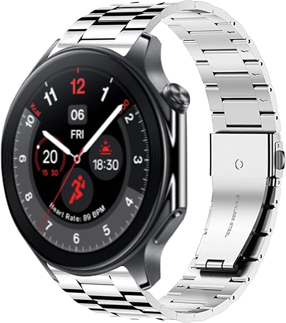 Lamshaw OnePlus Watch 2用バンド クイックリリースステンレススチールメタル交換用ストラップ OnePlus Watch 2/1スマートウォッチに対応
