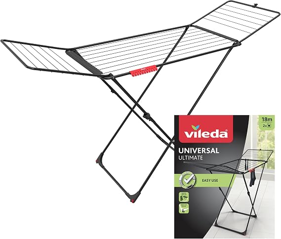 Vileda Universal Ultimate Clothes Airer, 18m Drying Space, Portable