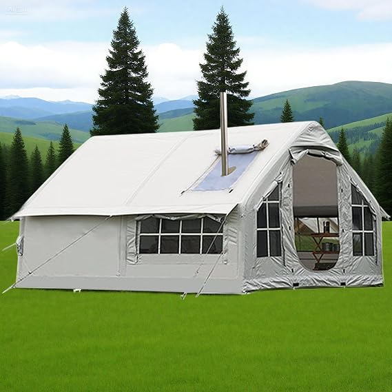 Inflatable Camping Tent for 6-8 Person, Large Family Air Tent with Hand Pump, Easy Setup Blow Up Tent for Outdoor Adventures