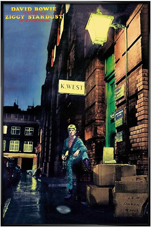 Grindstore Gloss Black Framed Ziggy Stardust Album Cover- Framed Poster Print, Wall Decor/Art, Home Gift Idea, For Living Room, Bedroom, Home or Office Display