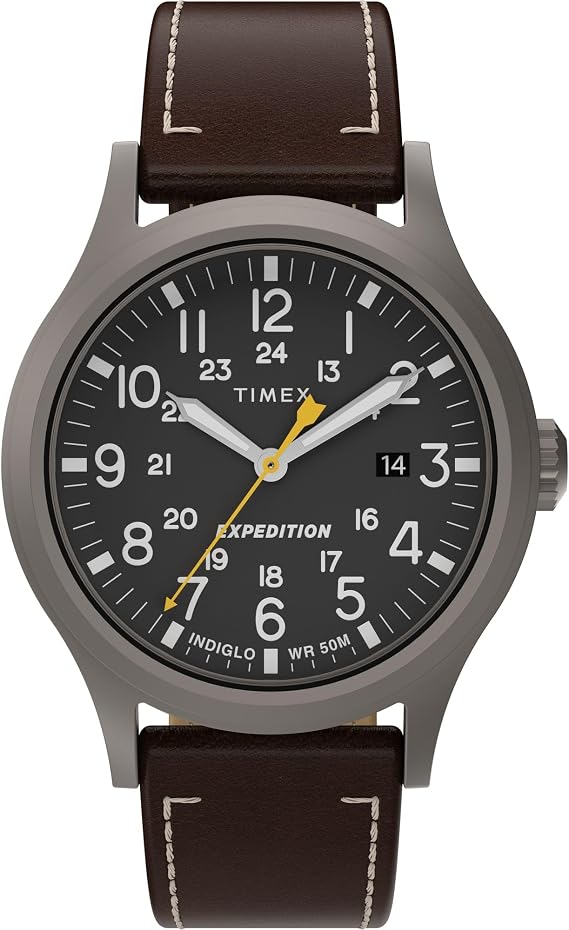 Timex Men's Expedition Scout 40mm Watch - Brown Strap Black Dial Gray Case