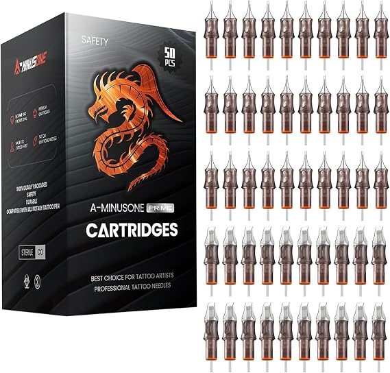 50 アソート タトゥー カートリッジ ニードル ミックスサイズ #12 ラウンド ライナー シェーダー マグナム - 3RL、5RL、5RS、7RS、7RM、9RM、7RL、9RL Pro 使い捨てメンブレンタトゥーニードル各10個