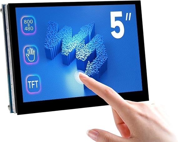 Waveshare 5inch LCD, Capacitive Touch Display, DSI Interface, 800x480 Resolution, Compatible with Raspberry Pi 4B/3B+/3A+/3B/2B/B+/A+/CM3/3+/4