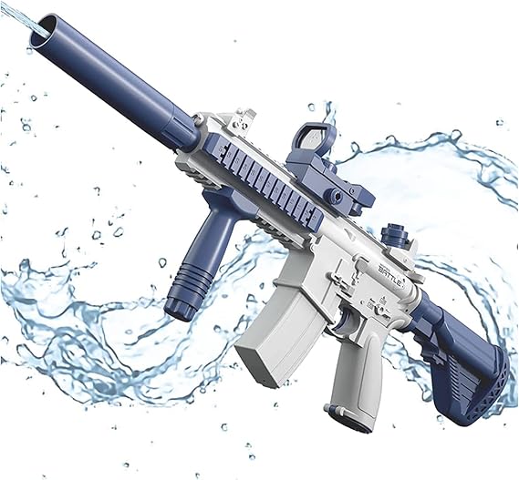 M416 Automatic Electric Water Gun, 500cc Large Capacity, Can Connect External Coke Water Bottle, Summer Water Beach Outdoor Water Fighting Swimming Pool Kids Toy Gift Color: Blue