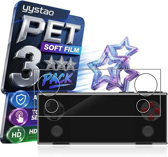 Screen Protector for AYANEO Pocket Micro 2 Retro Handheld Game Console, High Clarity Anti-Scratch Soft PET Film, 3 Pack