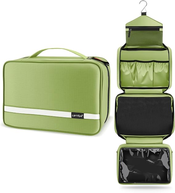 Toiletry Bag for Men and Women Cosmetic Bag Large Hanging Wash Bag for Travel Waterproof Z Light Green