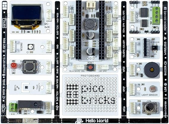 PicoBricks - Raspberry Pi Pico W Başlangıç Kiti Kapsamlı Öğrenme Kılavuzu, Ahududu Pi Kiti, Raspberry Pi Başlangıç Kiti, Elektronik Seti (Pico W Dahil Değil)