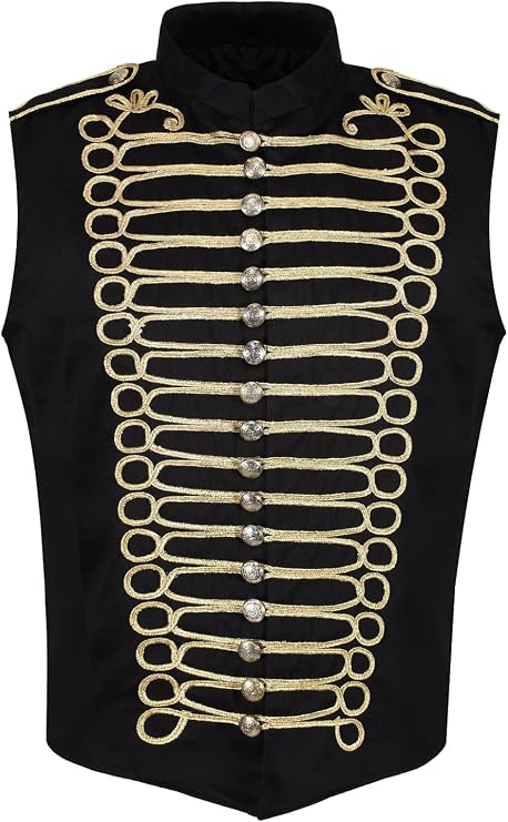Ro Rox Men's Punk Military Drummer Sleeveless Parade Jacket