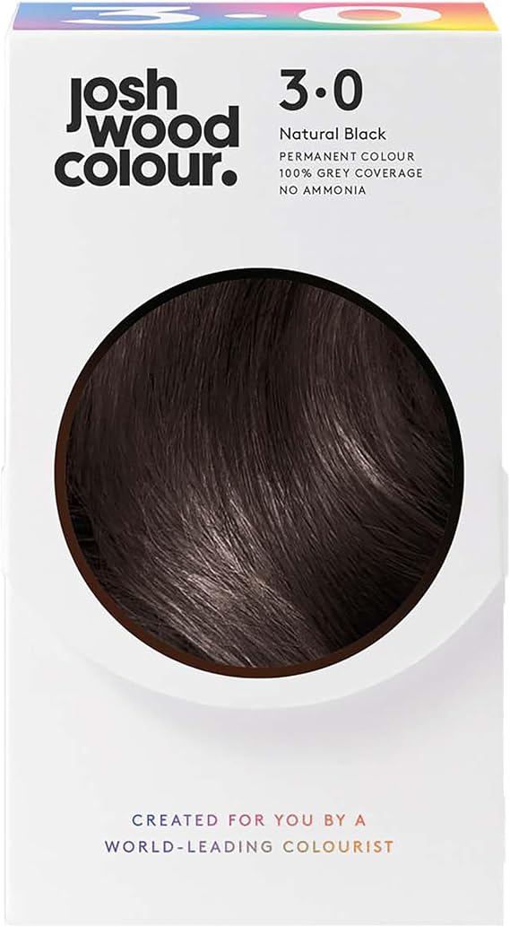 Josh Wood Colour Permanent Hair Dye, 3.0 Natural Black, Ammonia-Free, 148ml