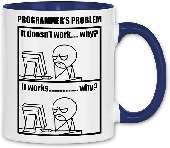 wowshirt Mug Programmers Problem Programmer Computer Scientist Software Developer Coder Humour Colour: White - Navy