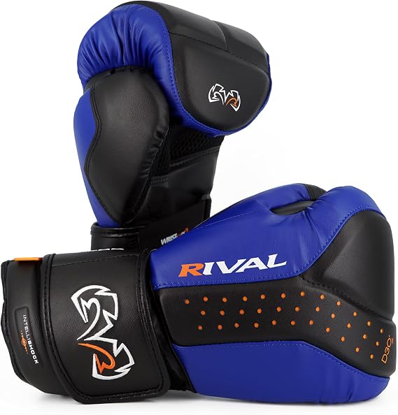 Rival RB10 Boxing/MMA Bag Gloves Featuring d3o™ Intelligent Shock Absorption Technology (Black & Blue, XL)