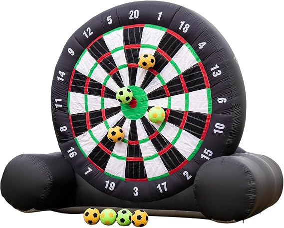 Inflatable Outdoor Soccer Dart Board Kick Dart Board with 5pcs Sticky FootBall & Blower & Support Frame - Giant Outdoor Football Dart Board Game with Big Target,3m