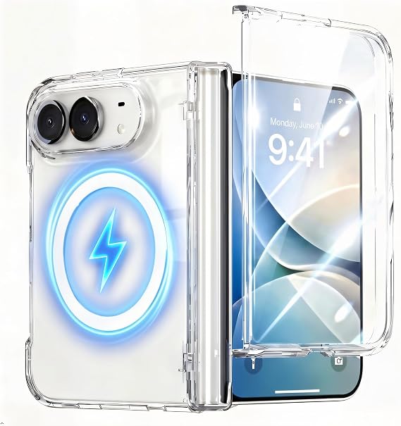 iPhone Duo ケース クリア ヒンジ保護&スクリーンプロテクター付き