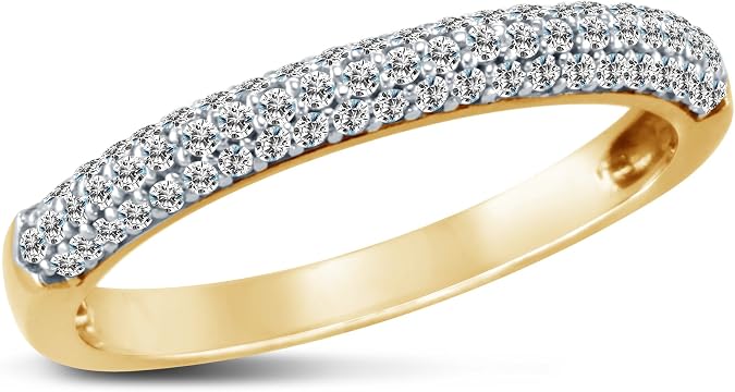 2.5mm Solid 14k White OR Yellow Gold Round Cut Pave Set Highest Quality CZ Cubic Zirconia Womens Ladies Wedding Band Ring (1/2 cttw.)