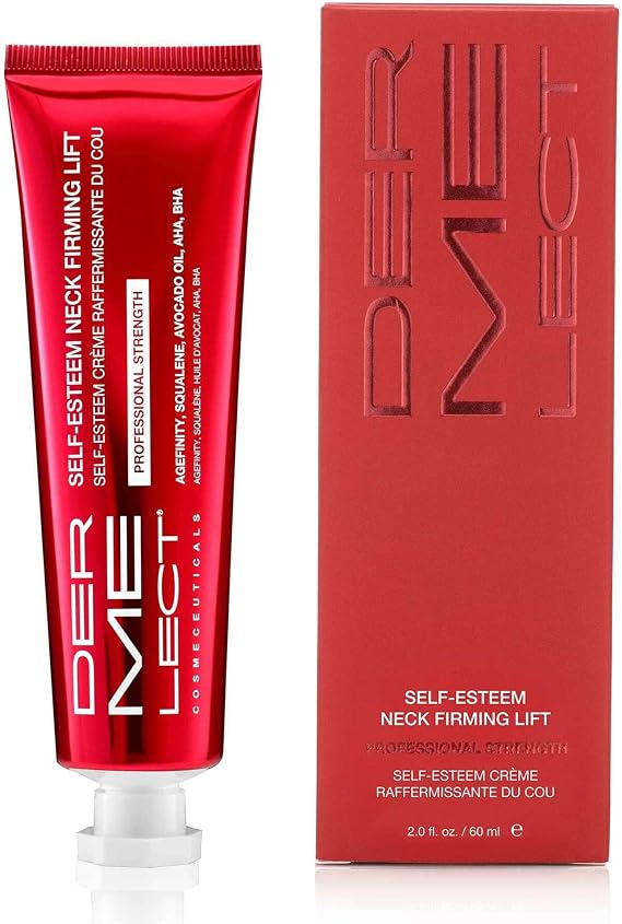 Dermelect Self-Esteem Neck Firming Lift Professional for Neck - Anti Aging Cream with Agefinity, Squalene, Green Tea Toning Hydrating Firming Treatment for Crepey Sagging Skin, Tech Neck 2 oz