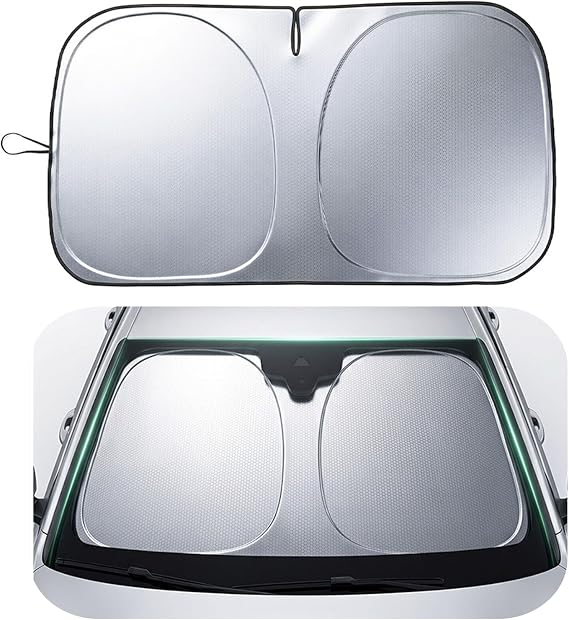 Windscreen Sunshade Foldable Car Windscreen Sun Shade, Compatible with VW Virtus Front Sun Protector, Reflective Blocks UV Rays/Heat, Portable Sun Cover Shield Keeps Interior Cool
