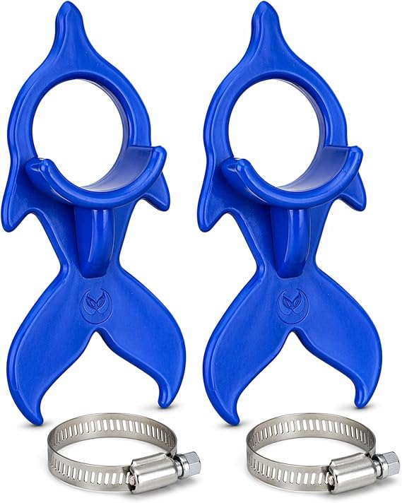 Pool Tails, 2 Pack Above Ground Swimming Pool Spa Hose Support Brackets Pipe Holder Accessories Fits Intex, Coleman, Bestway 1.5 inches or 38.1 mm Accessories (Blue)