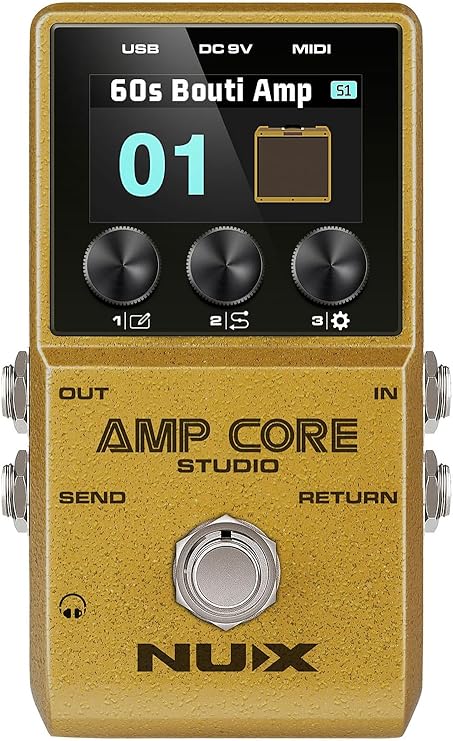 NU-X | Amp Core Studio Guitar Pedal | Compact Amp Simulator with 26 Amp Models, 33 Cabinet Emulations & Custom IRs | Portable Multi-Effects Pedal for Guitarists