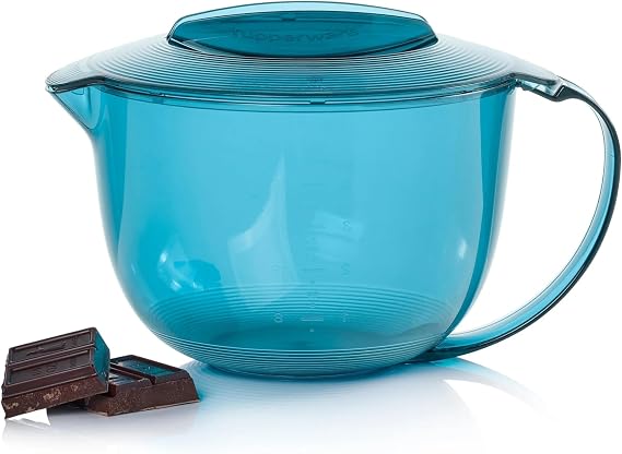 Tupperware MicroCook Jug 1 Litre - Heats and Melts Chocolate Milk Butter in the Microwave - Integrated Scale - Plastic - 20.6 x 15.5 x 12.9 cm - Dishwasher Safe Family