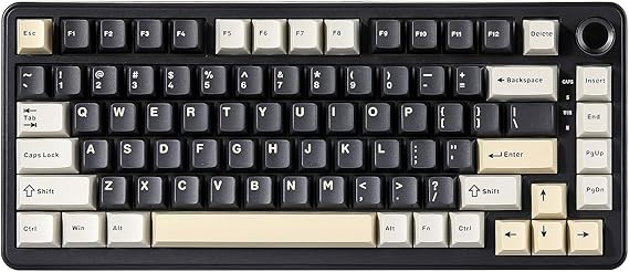 YUNZII B75 75% Wired Mechanical Keyboard, Hot-Swappable, Gasket-Mounted, RGB Backlight, High Durability, English Layout, PBT Keycaps, Cherry Profile for Win/Mac Black, RGB Milk V2 Linear Switches