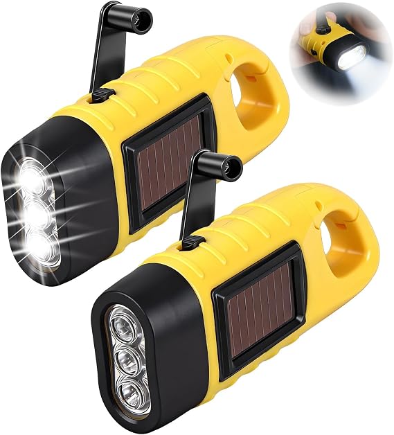 2Pcs Wind Up Torch, Portable Super Bright Wind Up LED Torch [Energy Class A+++]