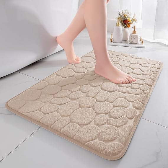 chakme Non Slip Bath Mat 17 x 24 inch Beige Bathroom Rug