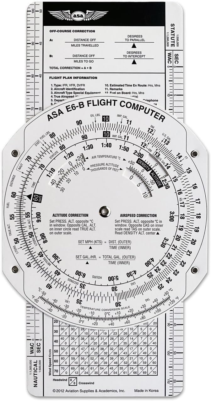 E6B Paper Flight Computer Plastic Slide Graphic Air Navigation Student