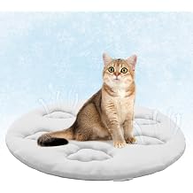 KOOLTAIL Cat Cooling Mat, Upgraded Two Sided Cooling Pad for Dogs Cats Puppy, Soft Summer Pet Sleeping Blanket Kennel to Keeping Cool, Washable Dog Mats for Crate Sofa Bed Outdoor, Round, Gery