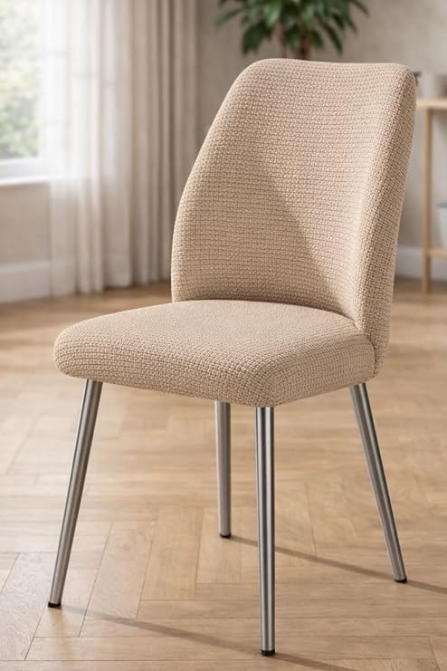 OVAL Sandalye Kılıfı Büyük oval Likralı Yıkanabilir Streç Lastikli Sandalye Örtüsü KREM RENGİ (vizon)